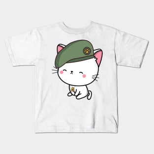 Green Beret Angora Cat Kids T-Shirt